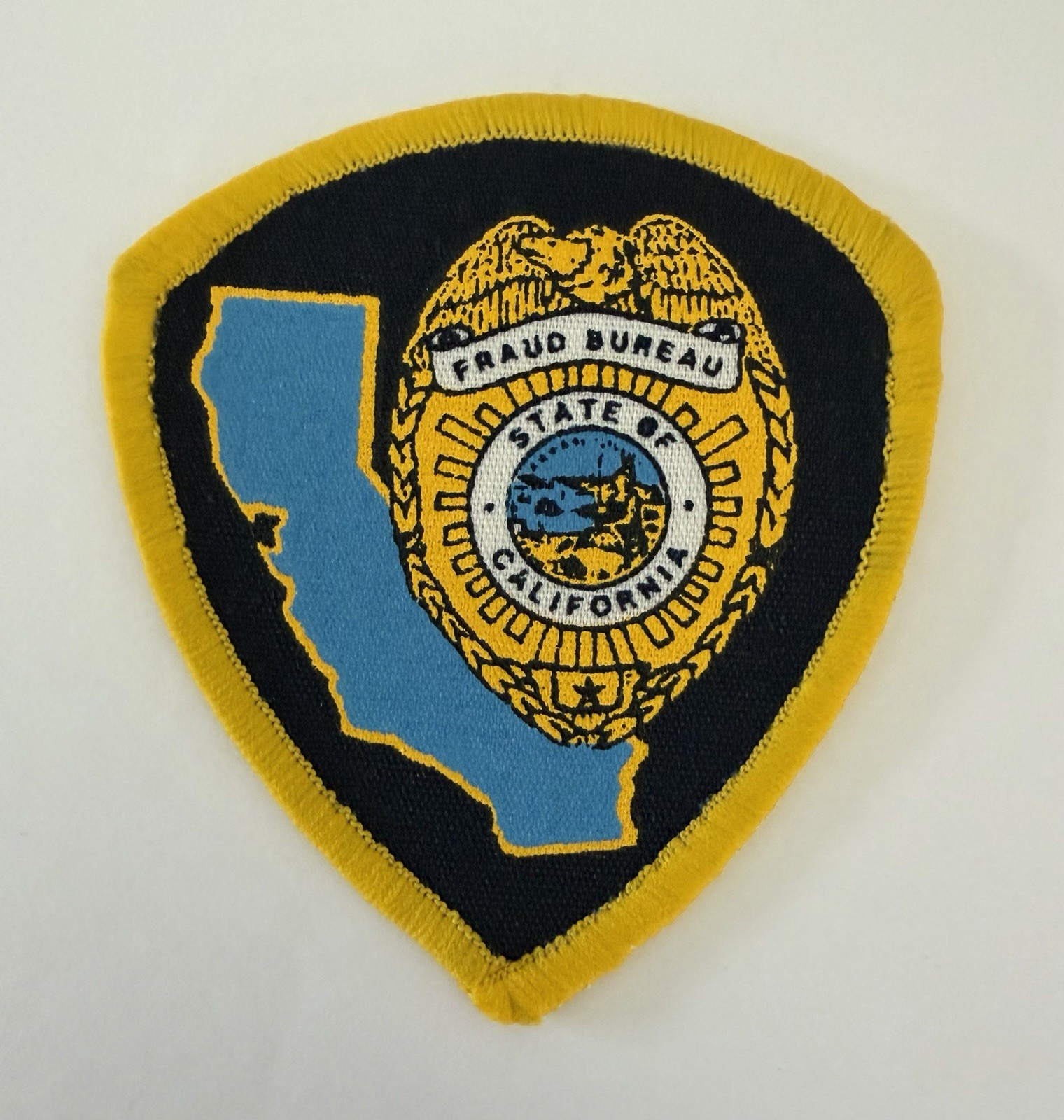 VINTAGE SILKSCREEN CALIFORNIA STATE FRAUD BUREAU POLICE DEPT PATCH #D58