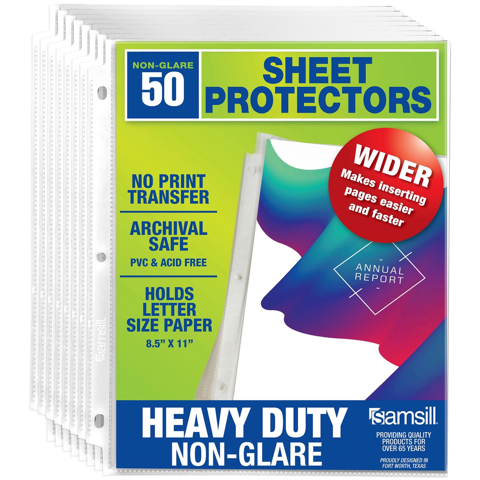 50 Pack Heavy Duty Sheet Protectors, 8.5x11 Inch, Acid-Free, Top Loading