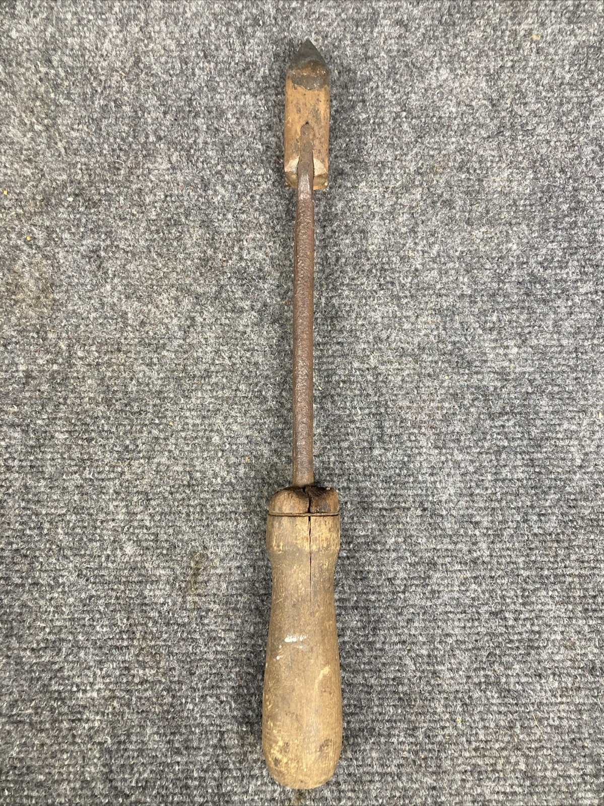 Vintage 14" Long Wood Handle Copper Head Blacksmith Tool Soldering Iron