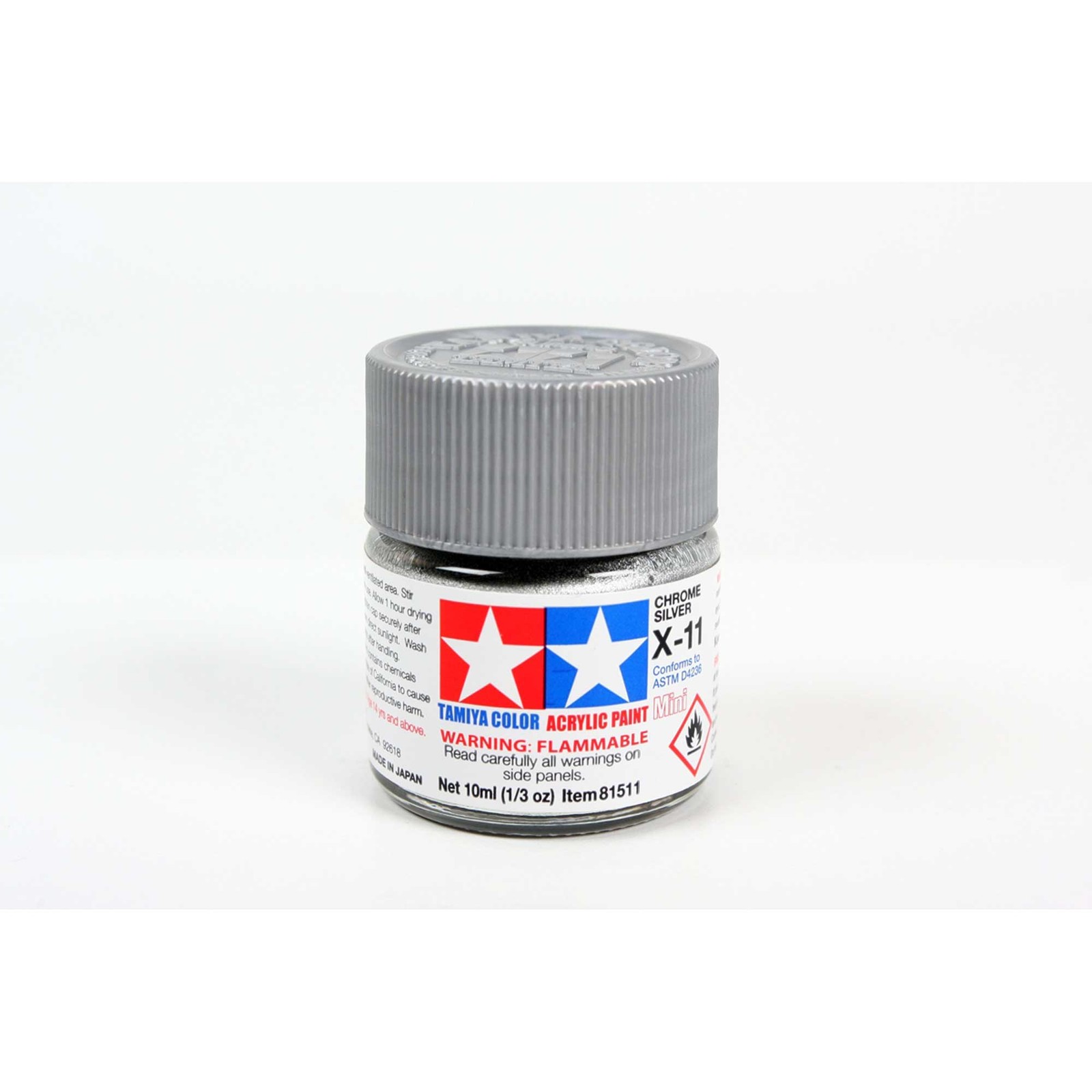 Tamiya Acrylic Mini X11 Chrome Silver TAM81511 Plastics Paint Acrylic