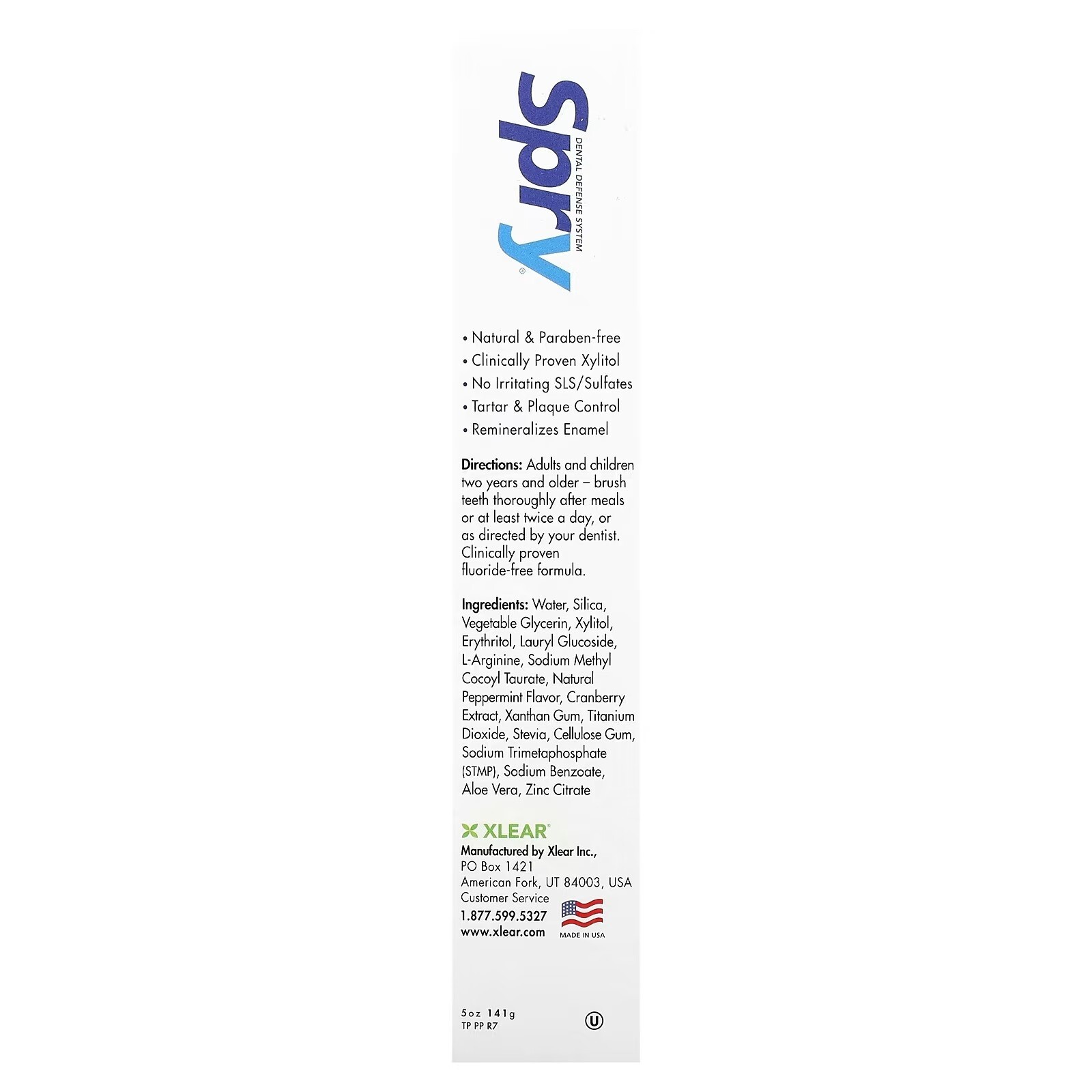 4 PACK - Xlear Spry Flouride Free Toothpaste - Peppermint 5 oz EXP: 12/2026