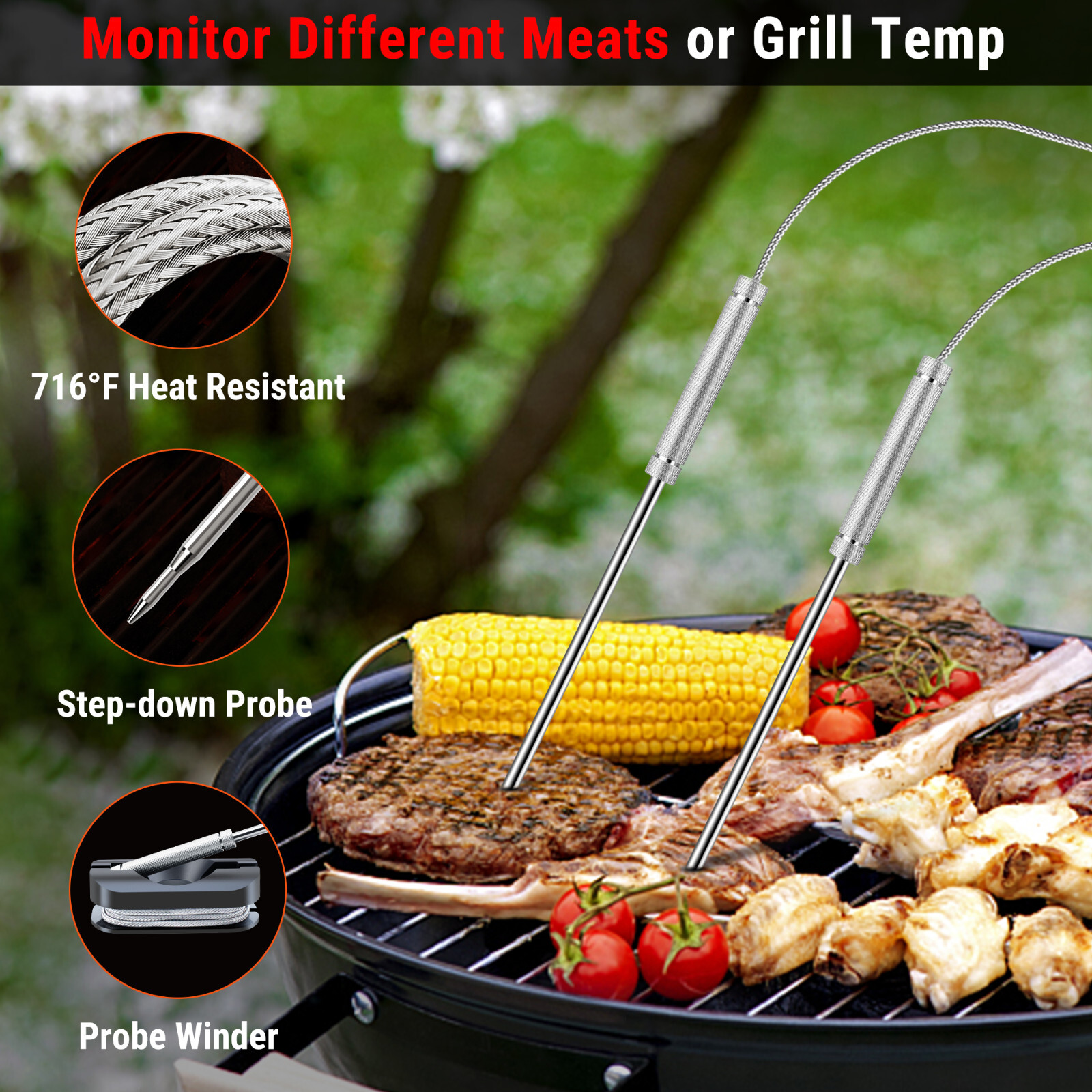 ThermoPro 500ft Long Range Bluetooth Meat Thermometer Wireless Grill Dual Probe