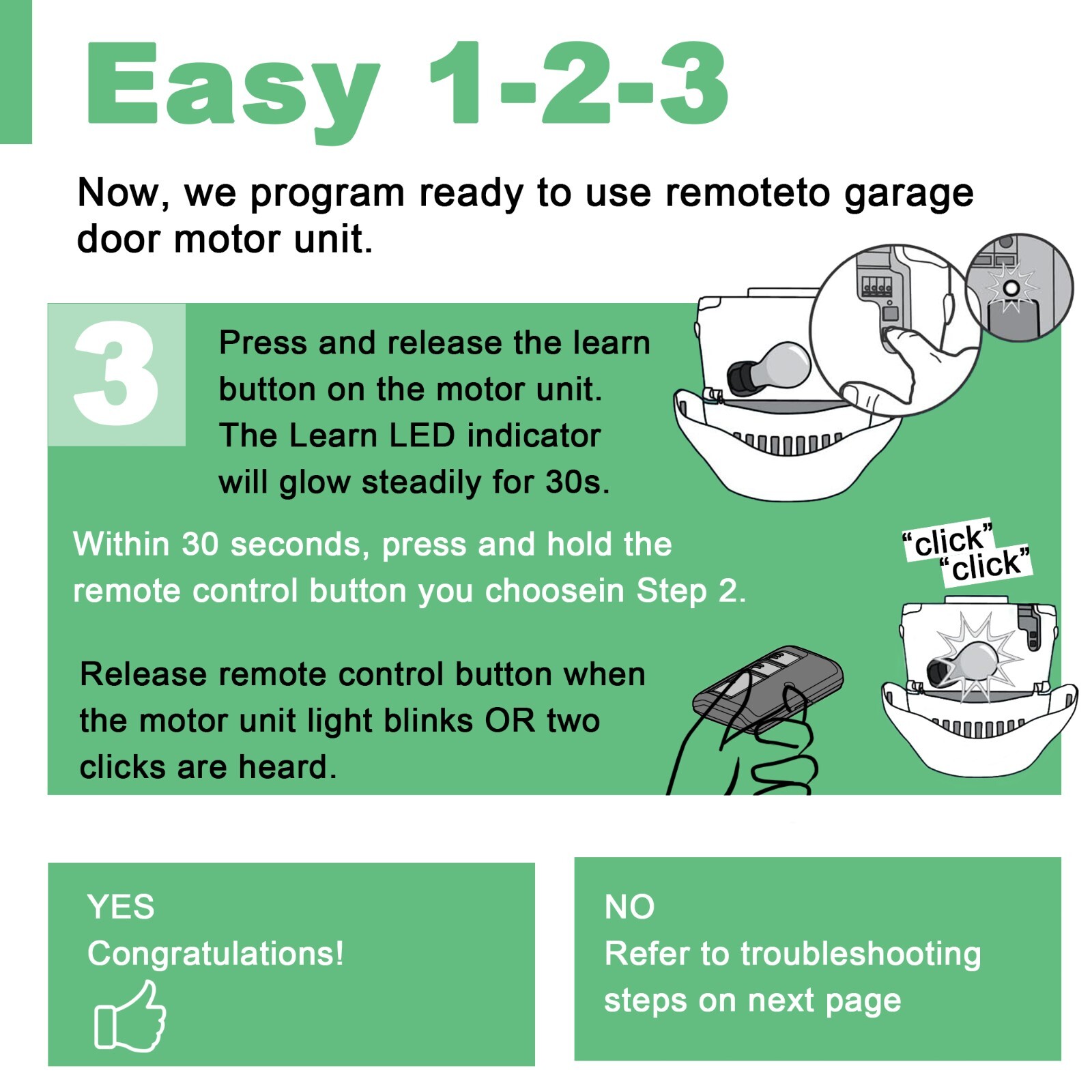 2x Garage Door Remote Controls Compatible With 5 Color Learn Button Opener
