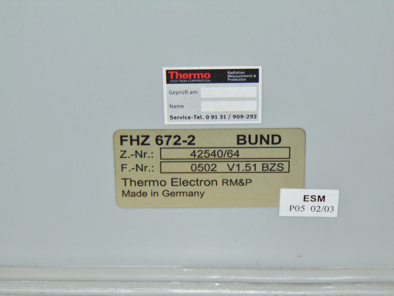 Thermo NBR Detector FHZ 672-2 42540/64 Quantity Available