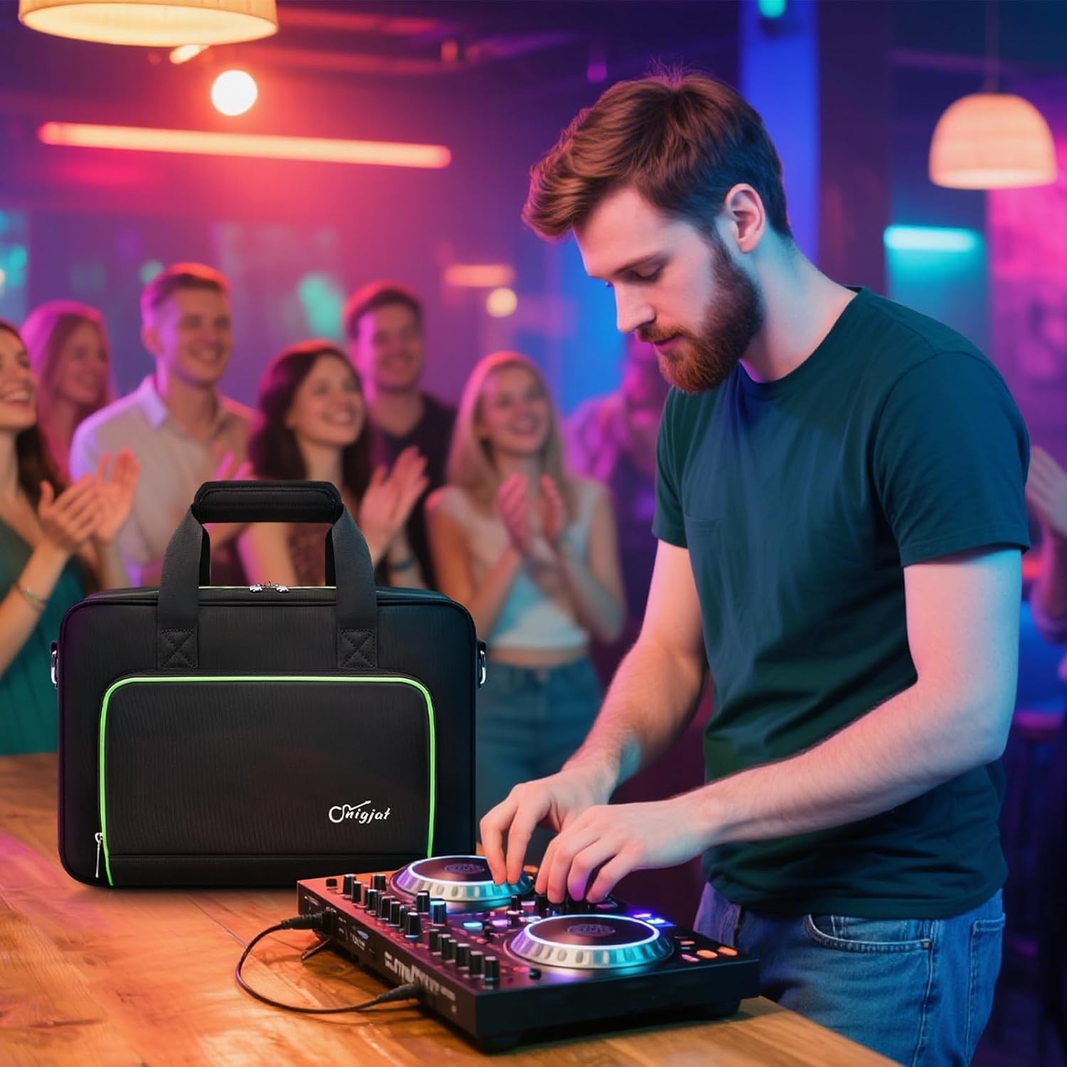 Stylish DJ Controller Bag with Solid Pattern and Organized Storage Compartments