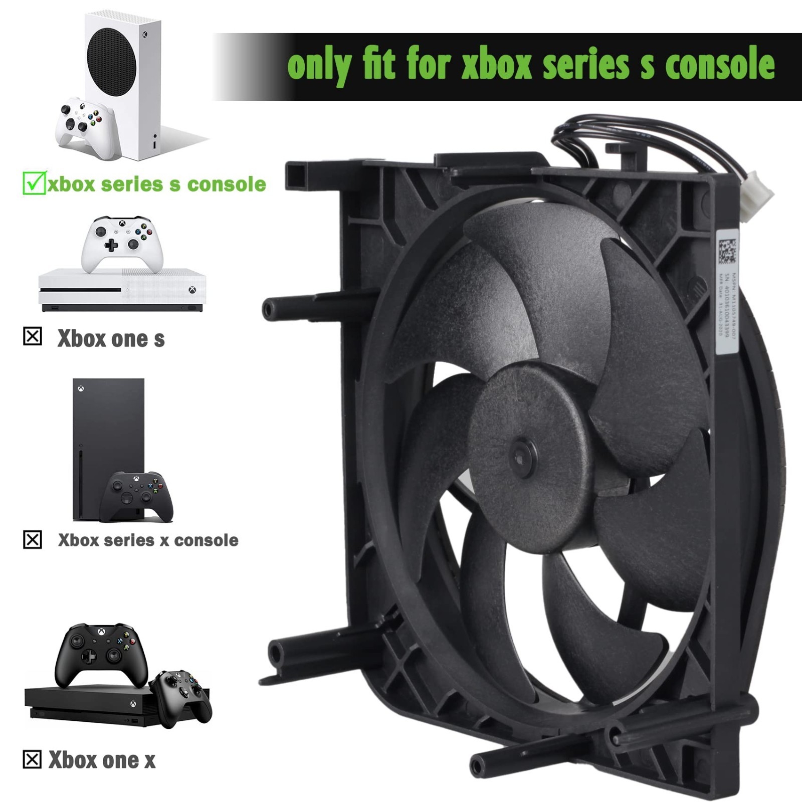 Internal Cooling Fan Replacement for Xbox Series S Console - Quiet & Efficient