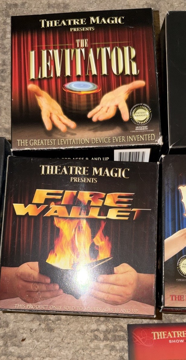 Magic Trick Kit Lot Theatre Magic Fire Wallet Levitator Gift Set DVD