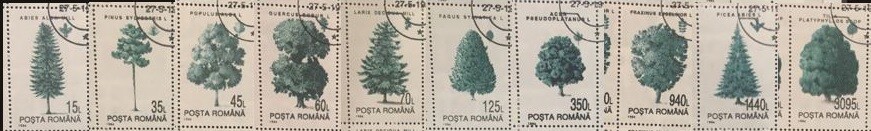 ROMANIA 1994 CTO NH - TREES, complete set, Watermarked (10v)