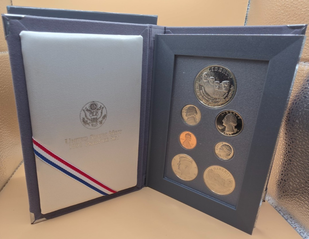 1991 U.S. Mint Prestige Proof Set – 7 Coins – Mount Rushmore Commemorative – COA