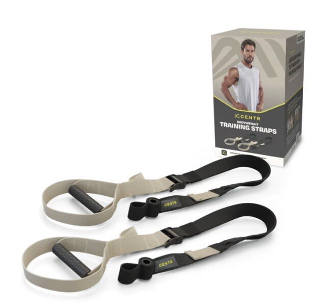 CENTR Bodyweight Training Straps with Door Anchors, Sand Brown