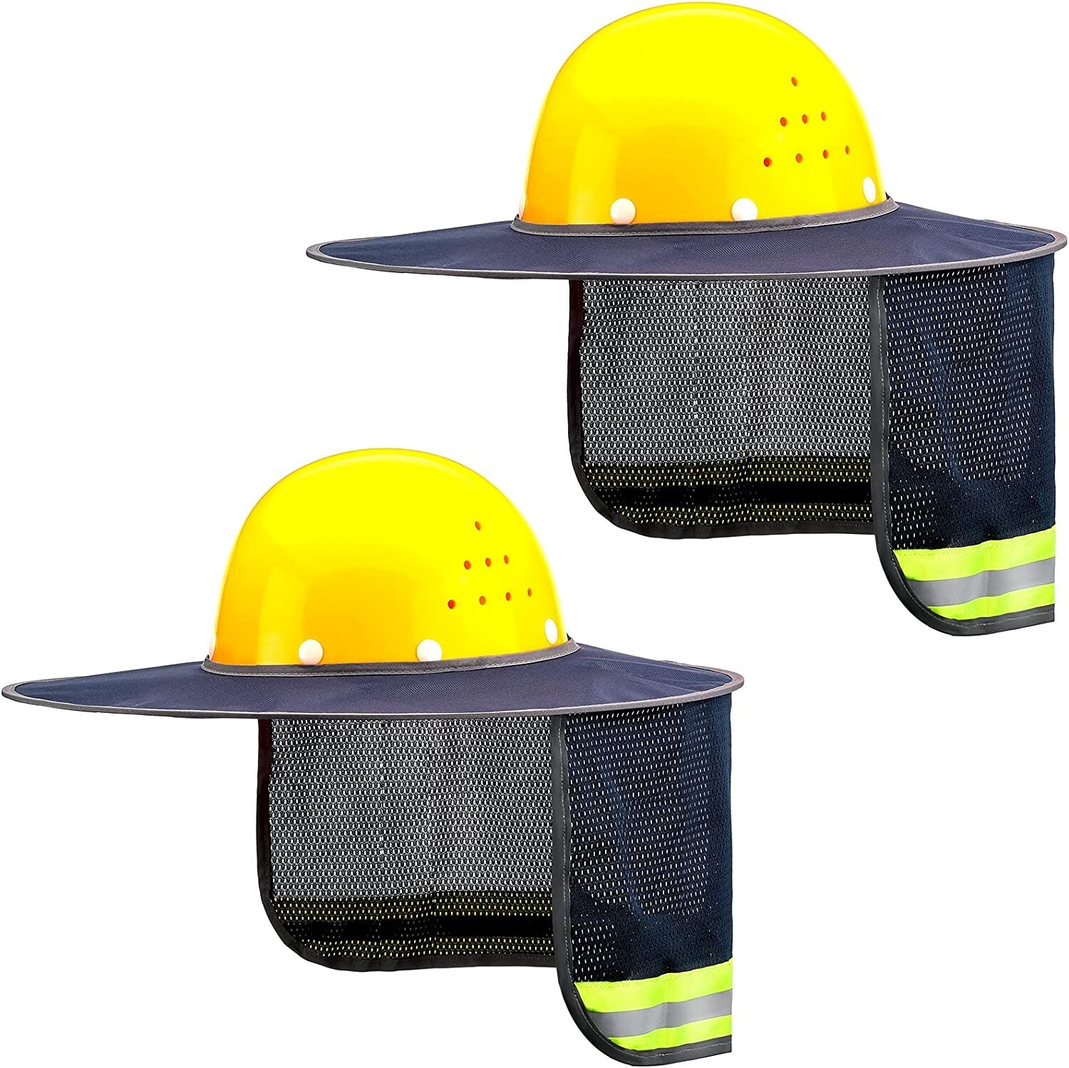 2 Pack Navy Blue Hard Hat Sunshield  Upgrade Full Brim Neck Sunshade