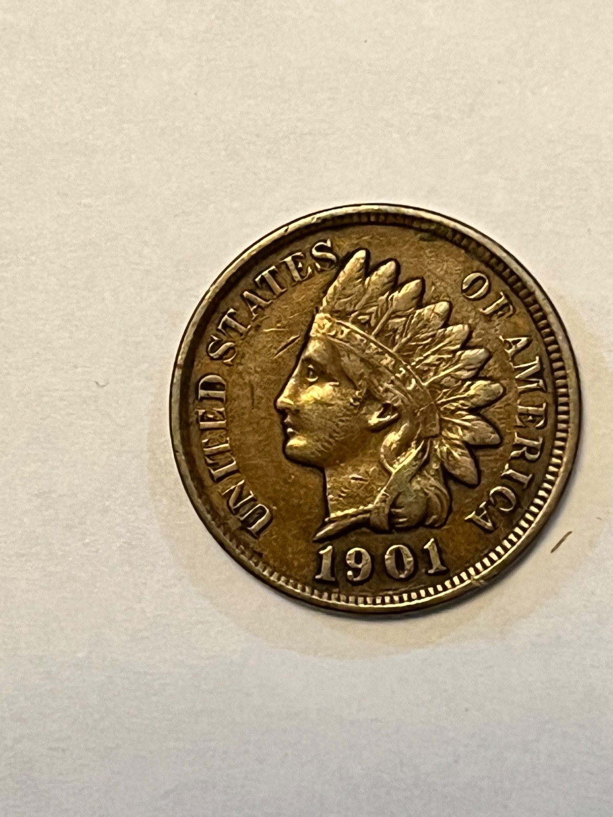 ~~~ 1901 INDIAN HEAD PENNY COPPER CENT 1C -4 DIAMOND PRESENT