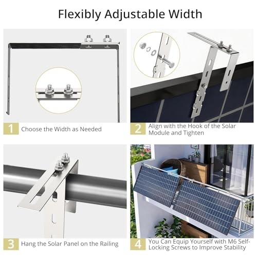 pcs Adjustable Solar Panel Mounting Brackets for Balcony, Stainless 4 Silver