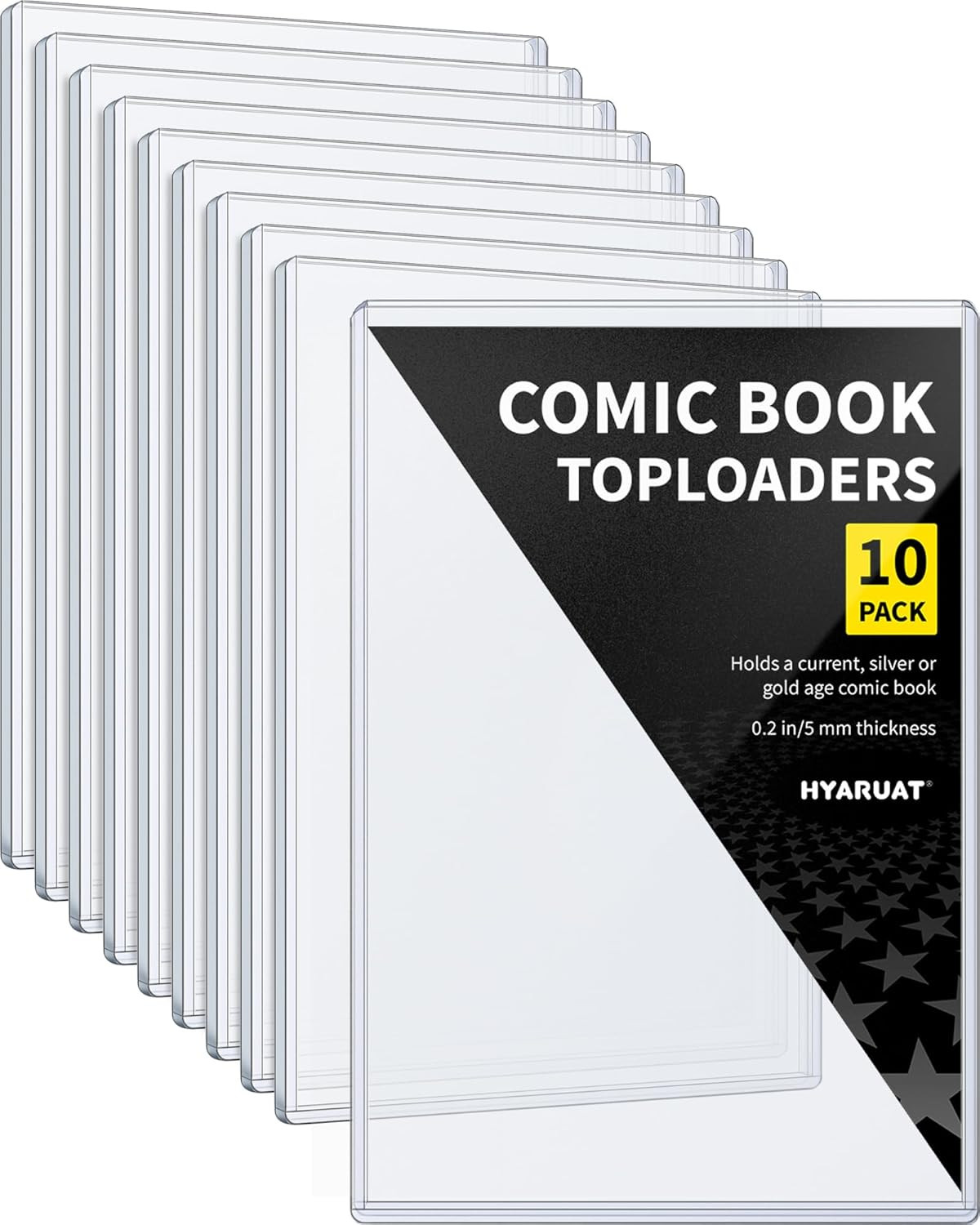 10 Pack Comic Book Top Loaders for Silver Age and Current Comics | 15 Mil Rigid