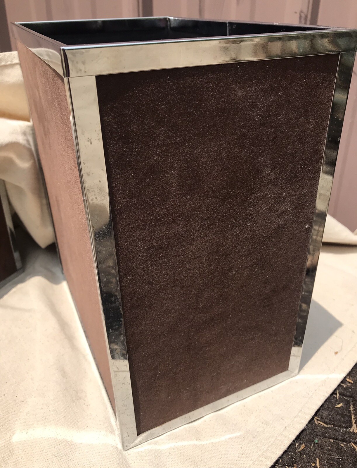 MCM Chrome Suede Wastebasket Tissue Makeup Holder Set Stylebuilt Accessories