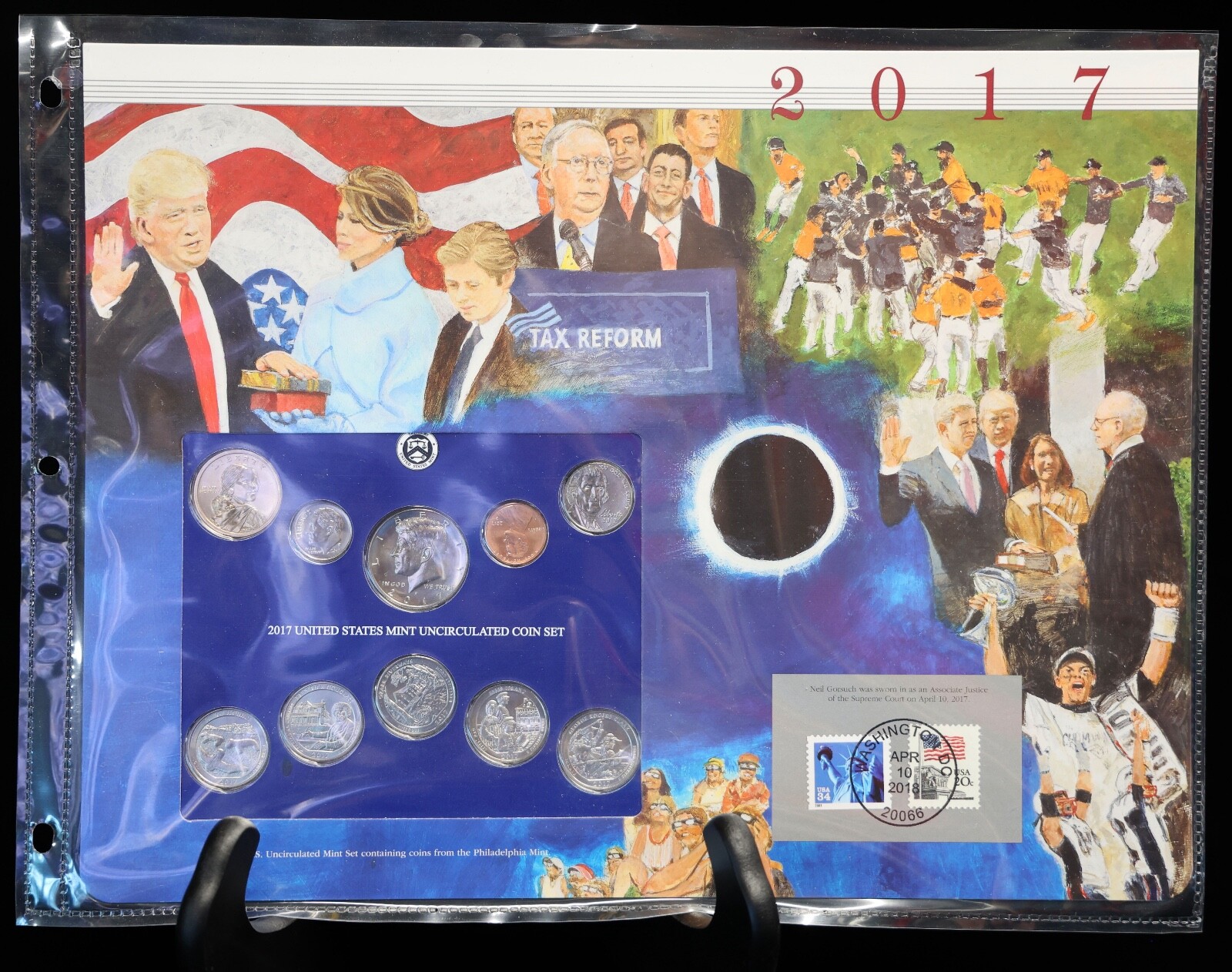 2017 P&D Uncirculated Mint Set Postal Commemorative Society Coin Stamp 2 Panels