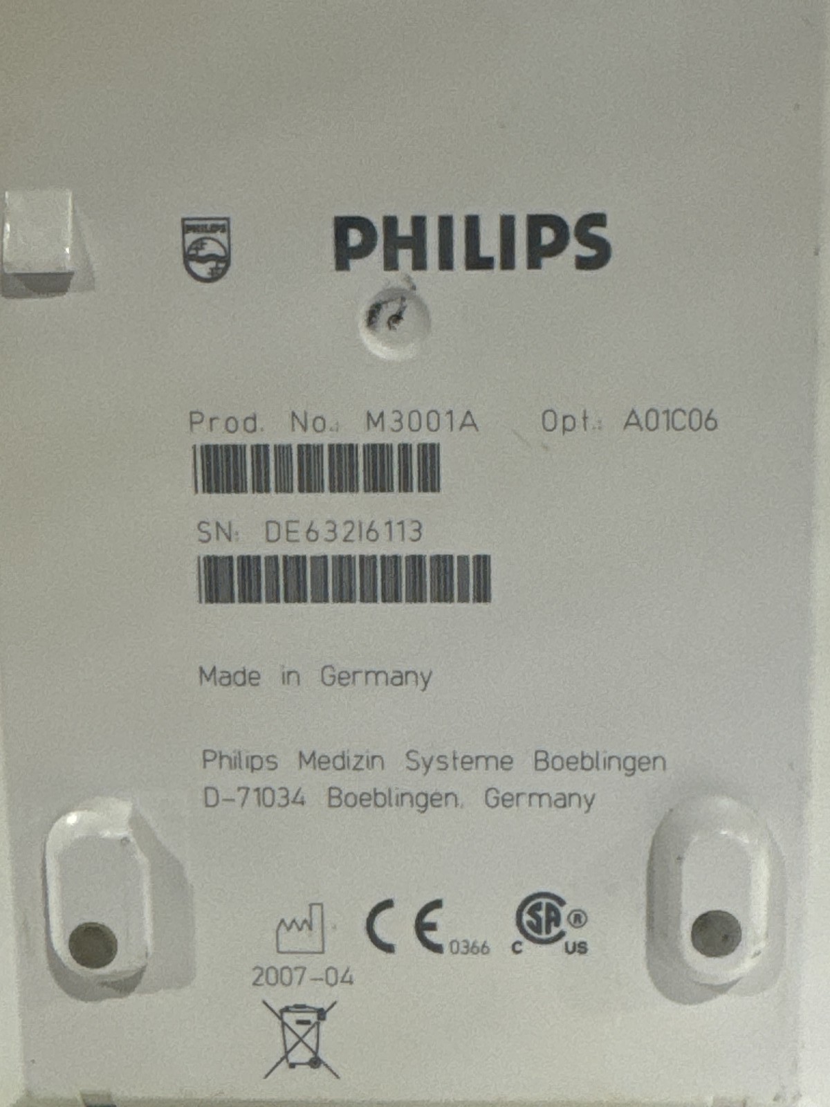 Philips M3001A-A01C06 Fast SpO2, NIBP, ECG, Temp, IBP MMS Module