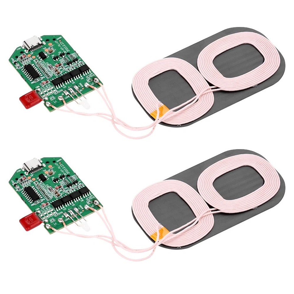 2PCS Dual Coil 15W Wireless Charger Transmitter Module Fast Charging Board DIY