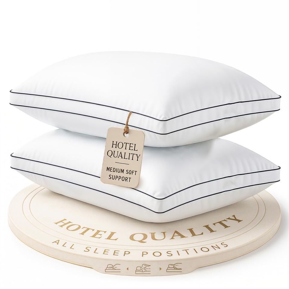 King Size Pillows Set of 2 - Medium Soft Support Gusseted King (2 Pack) White