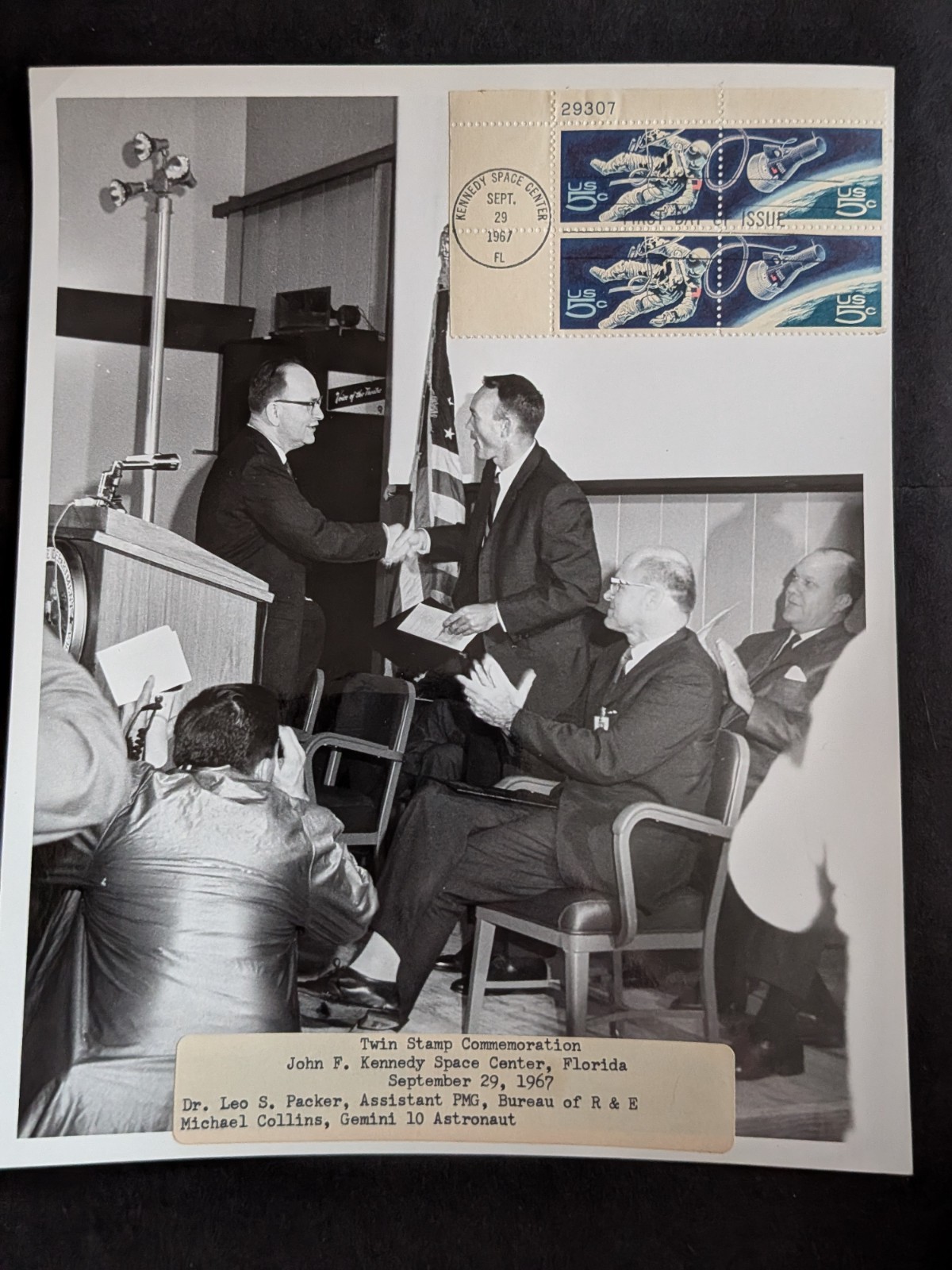 Michael Collins & Leo Packer Vintage 1968 8x10 Photo-NASA Kennedy Space Center-A
