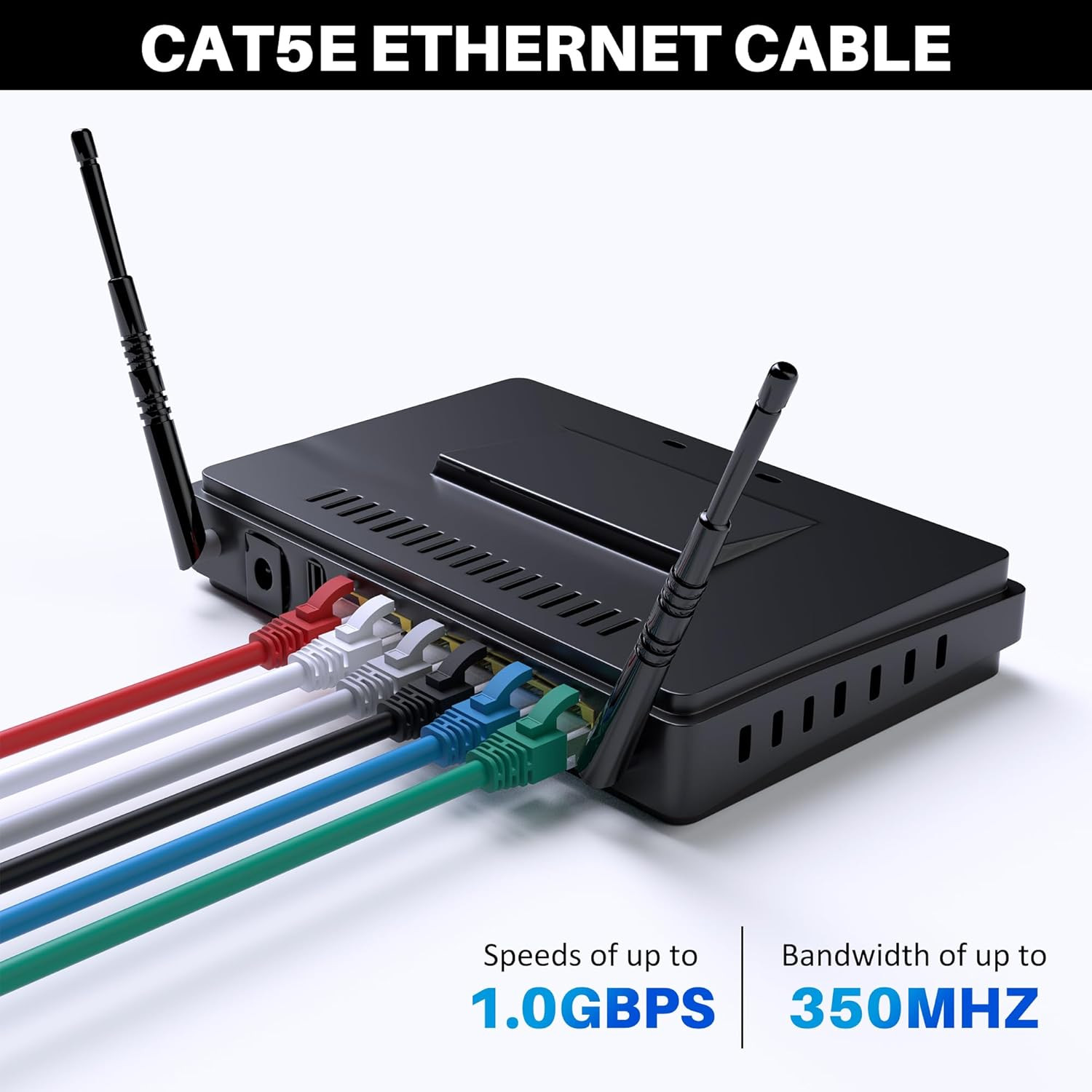 Cat5E Ethernet Cable 35 FT, Long Cat 5E Internet Cable, Black Snagless Patch Cor
