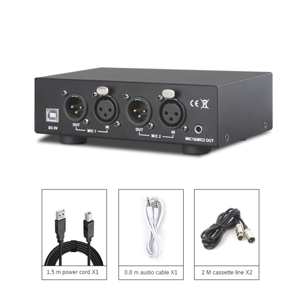2 Channel 48V Phantom Supply, Universal Compact Phantom for Condenser2998