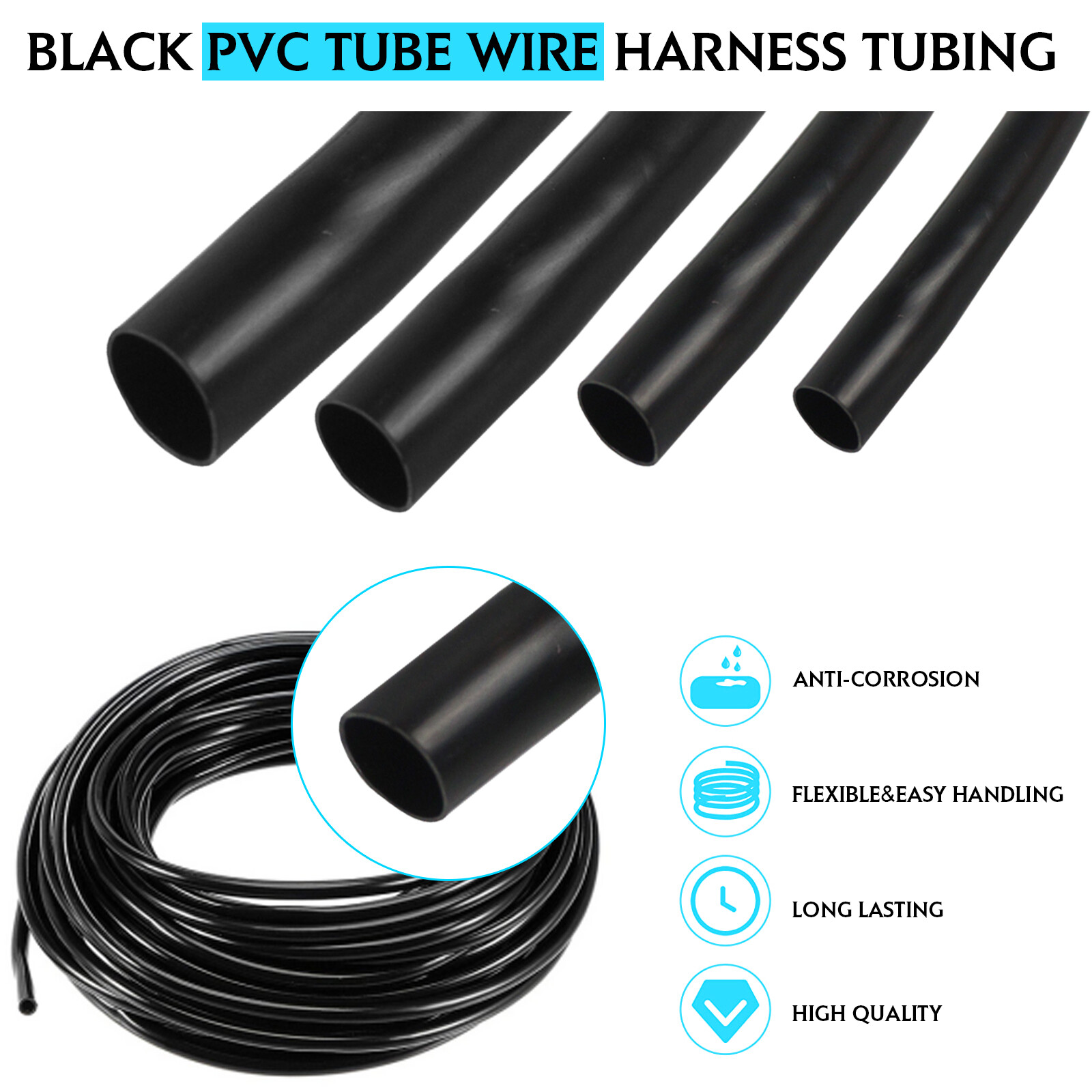 Lightweight & Soft PVC Cable Sleeve Tube Insulation Wire Core Management Protect