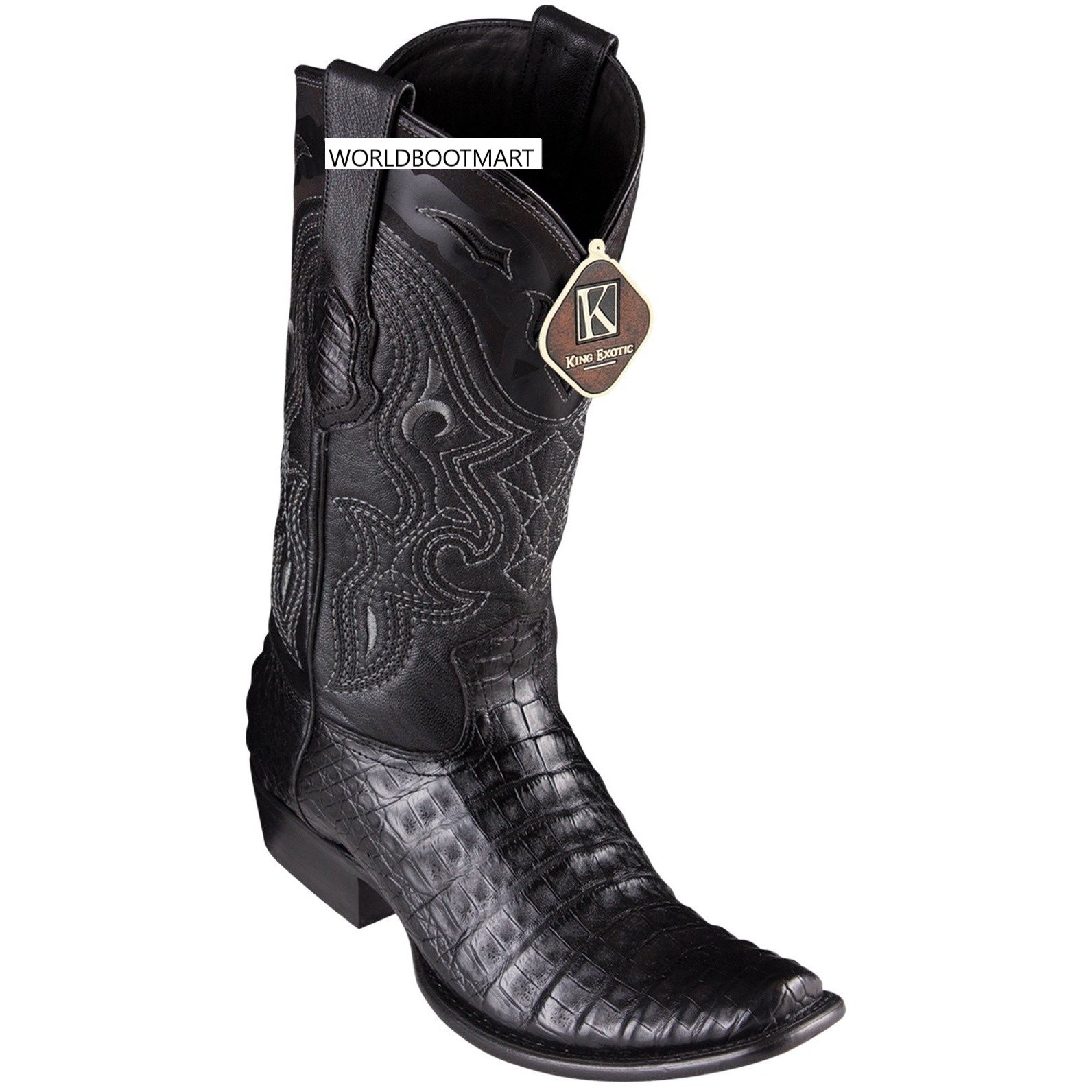 King Exotic BLACK Caiman Crocodile Belly Western Boot Dubai Square Toe D 4798205