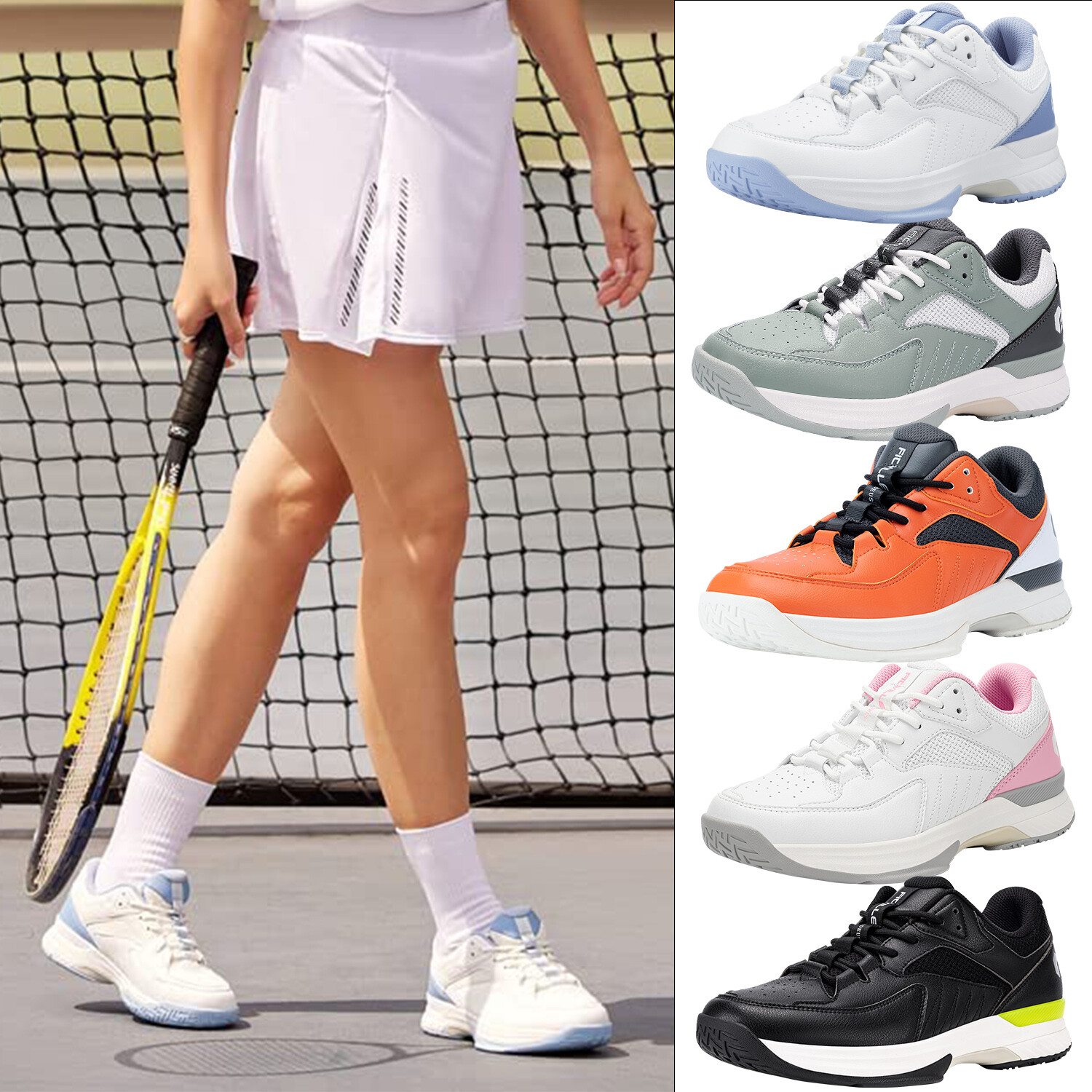 FitVille Women's Extra Wide Tennis Shoes Court Pickleball Shoes w/ Arch Support
