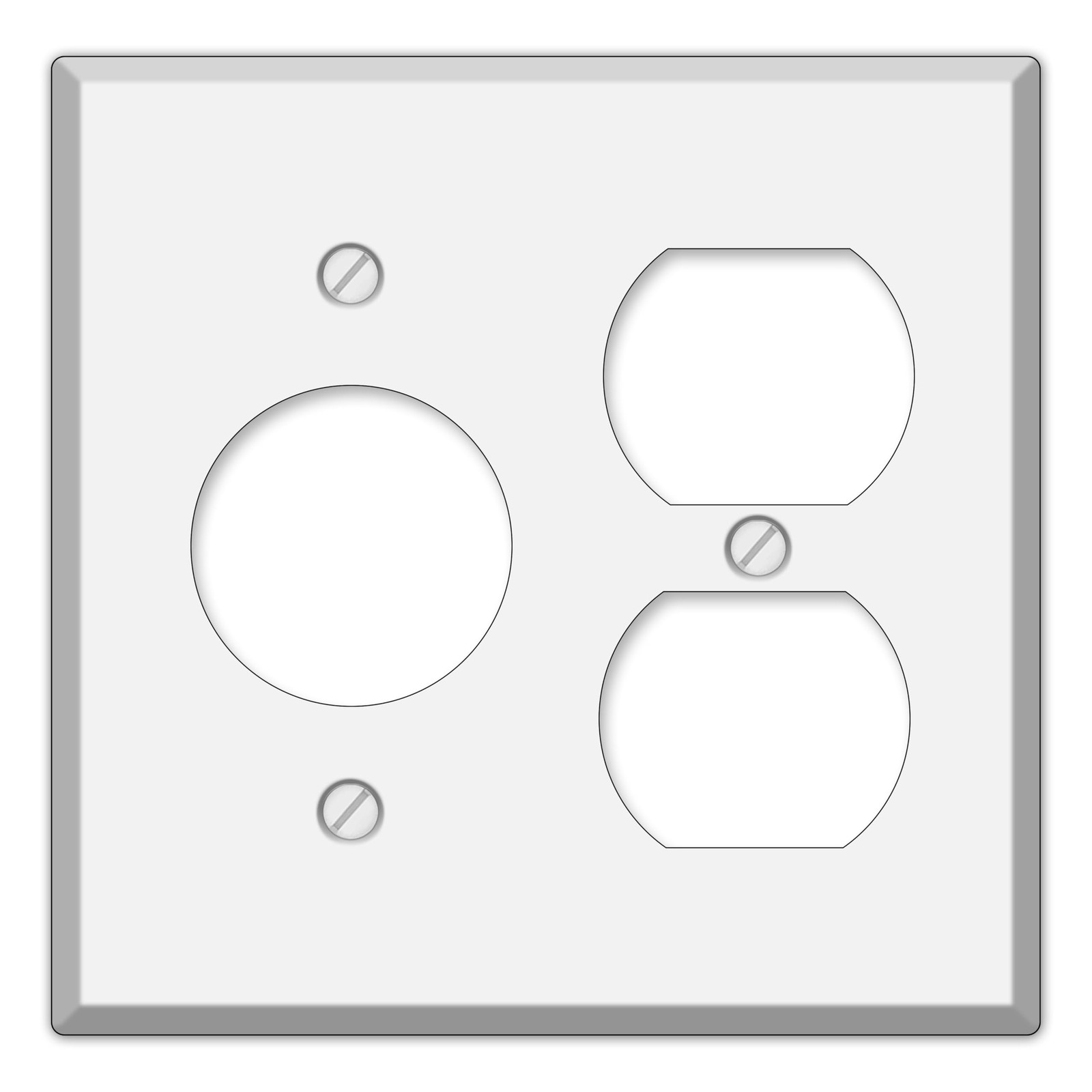 White Metal Combination Switch Cover, Duplex Blank Wall Plate, 2 Gang Standard S