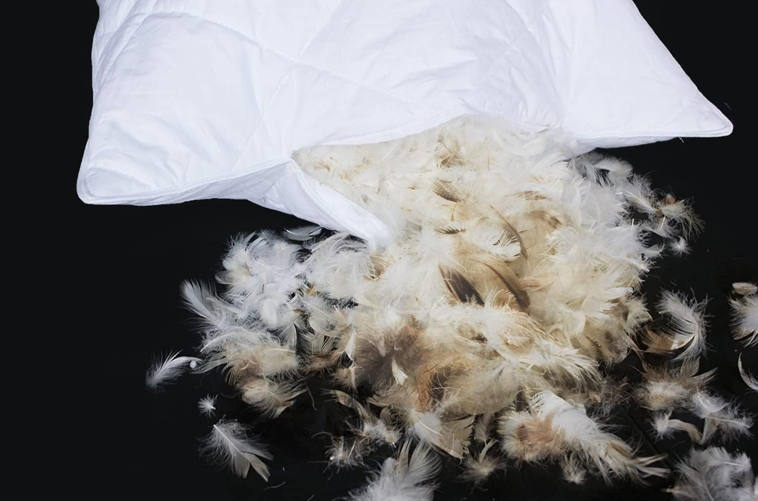 Pack of 1 White Goose Feather Polyester Bed Pillows Queen/Standard Size- Soft...