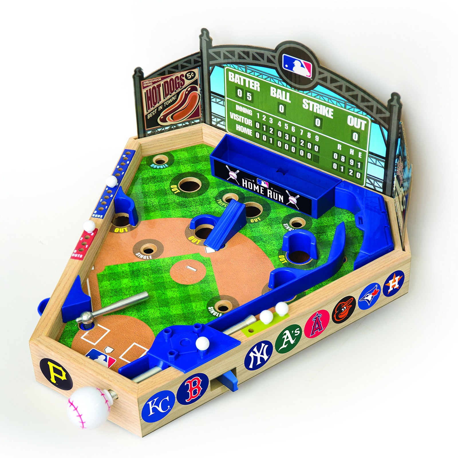 MLB Wooden Pinball Baseball Game 14 x 12 x 8 inches