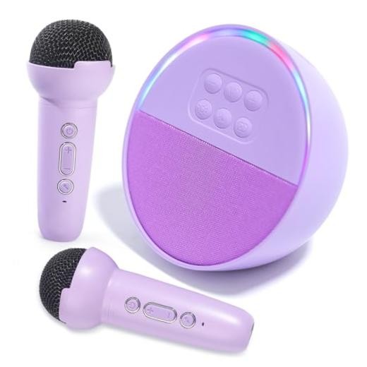 Mini Karaoke Machine for Kids, Portable Bluetooth Speaker with 2 Wireless