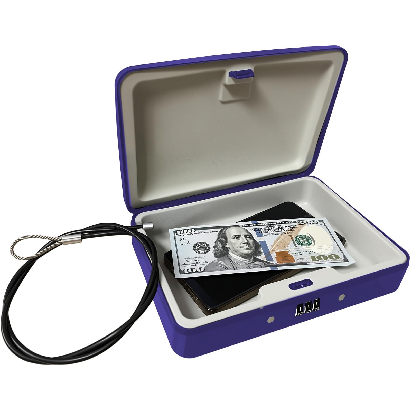 ® Water/Fire-Resistant Portable Security Case Lock Box Steel, Small Personal ...