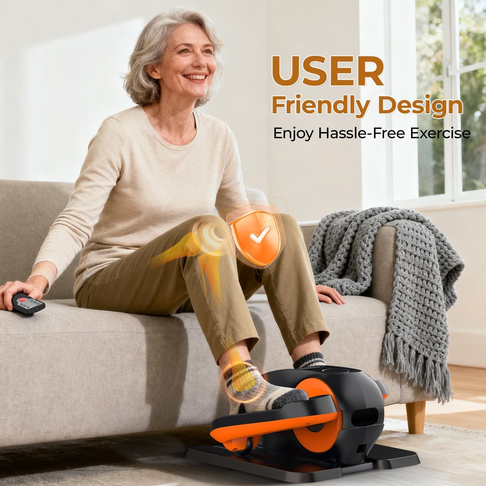 HTM Under Desk Elliptical Machine - Electric Elliptical Exerciser for Seniors...