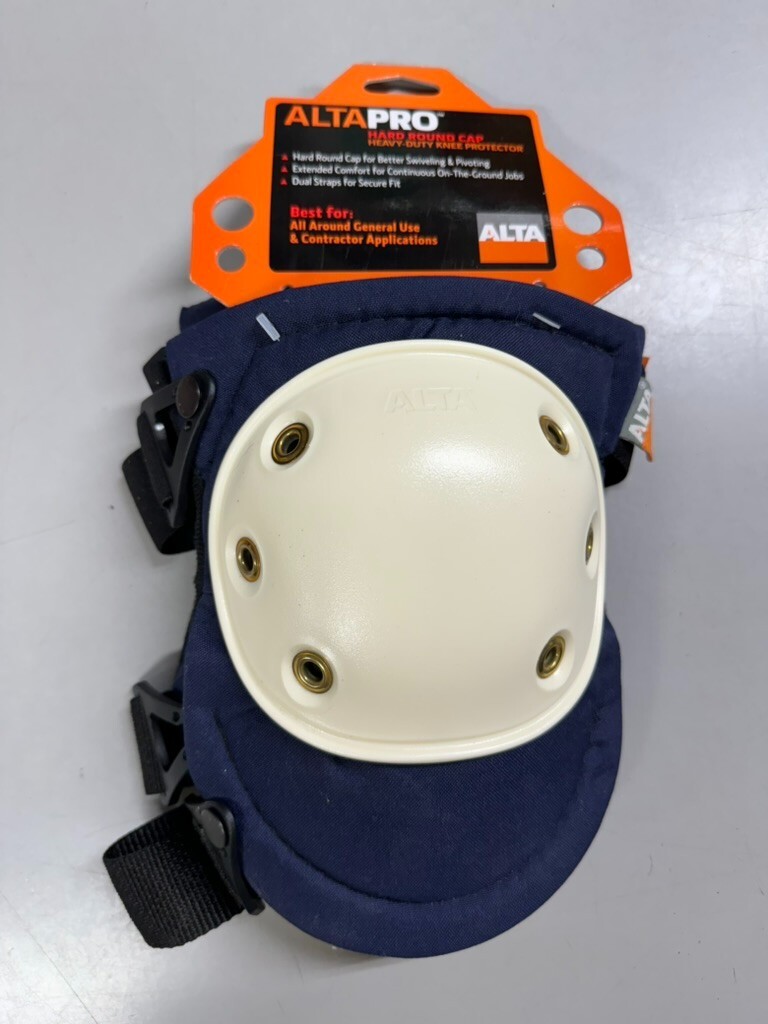 ALTA PRO Heavy Duty Knee Pads Protector Set - Hard Round Cap - Navy + Cream