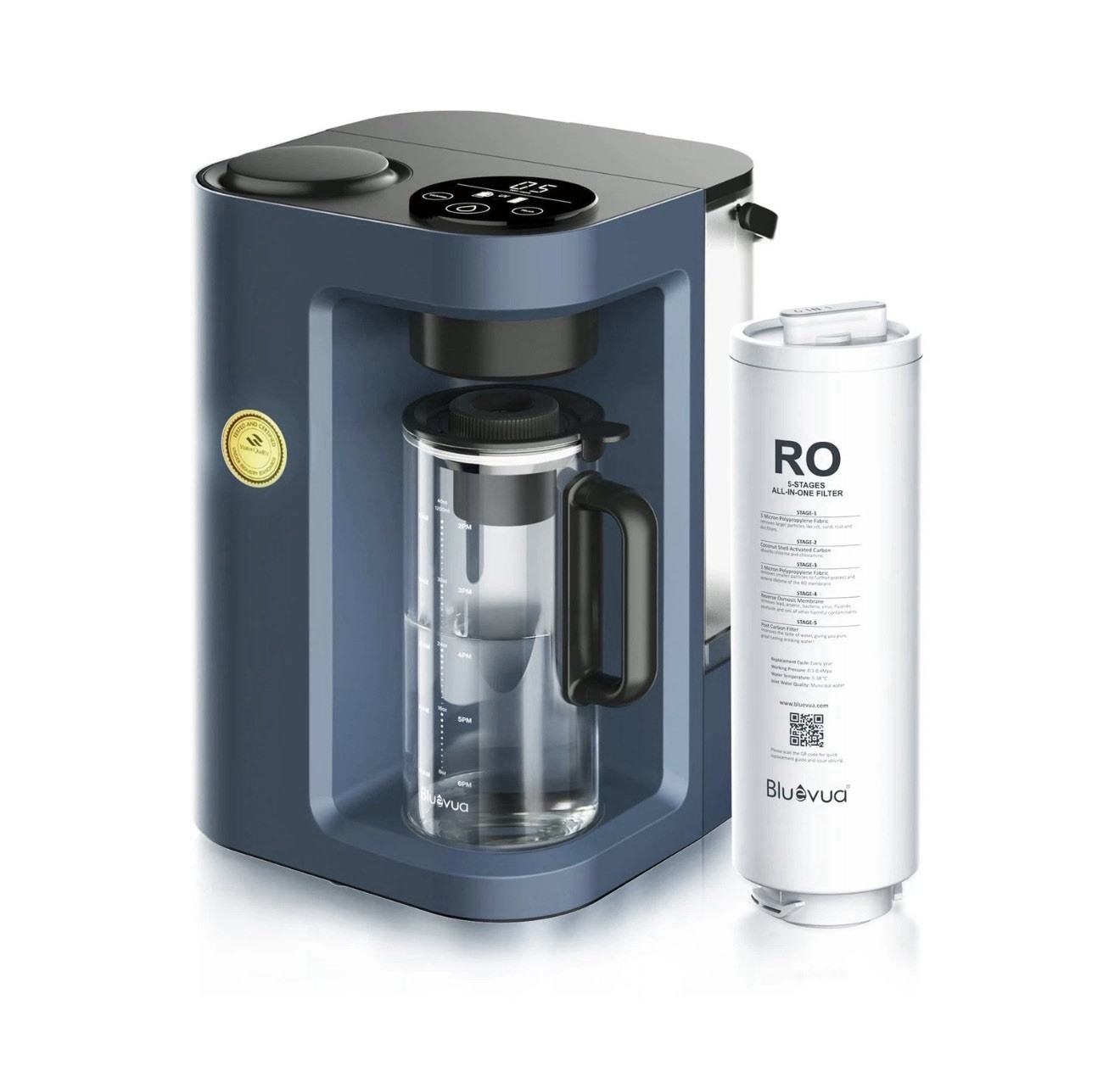 Bluevua RO100ROPOT-Lite(UV) Countertop Reverse Osmosis Water Filter System, 7...