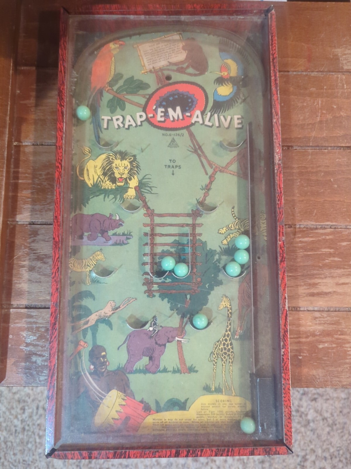 Gotham Pressed Steel Trap-Em-Alive table top pinball game vintage 1936