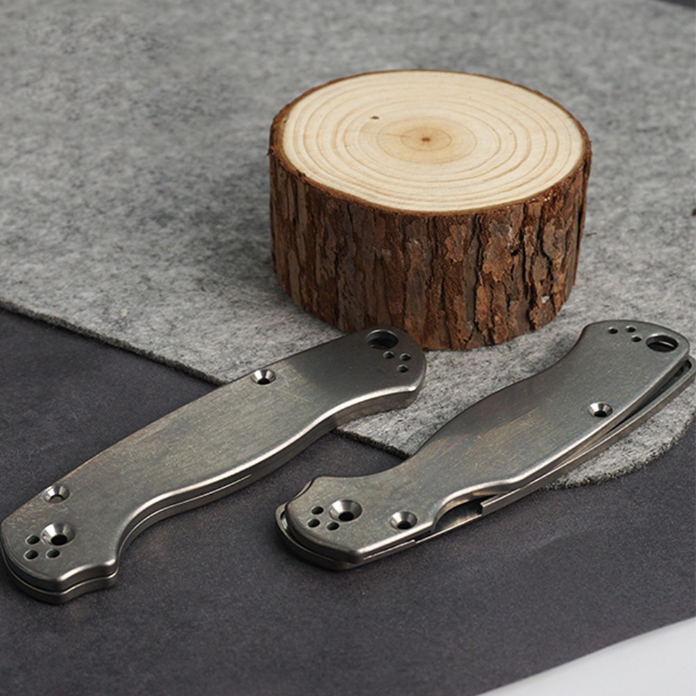 Spyderco C81 Stonewash Titanium Scale Handle Para Military 2 PM2