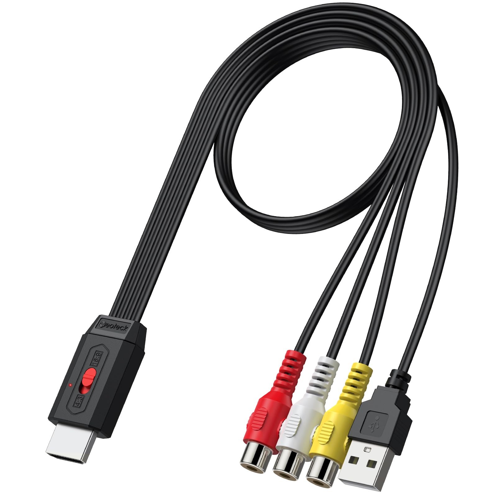 Neoteck RCA to HDMI Converter 20cm AV Cable Supports 20 cm, Black