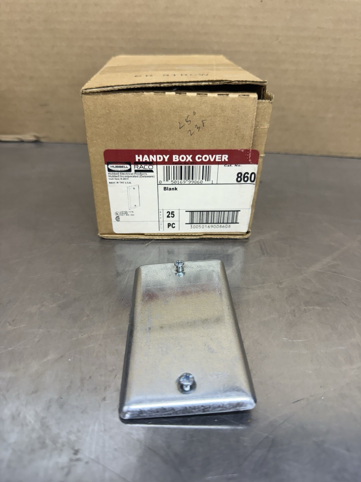 Box Of 25 Hubbell Raco Cat. No. 860 Handy Box Cover Steel Blank New Electrical