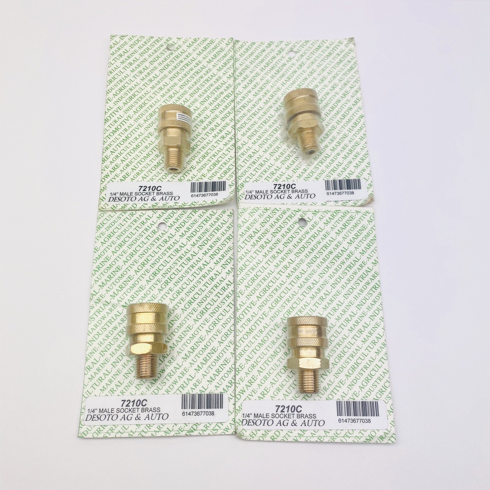 LOT OF 4, 1/4" MALE SOCKET BRASS QUICK COUPLING BST-2M BY DESOTO AG & AUTO 7210C