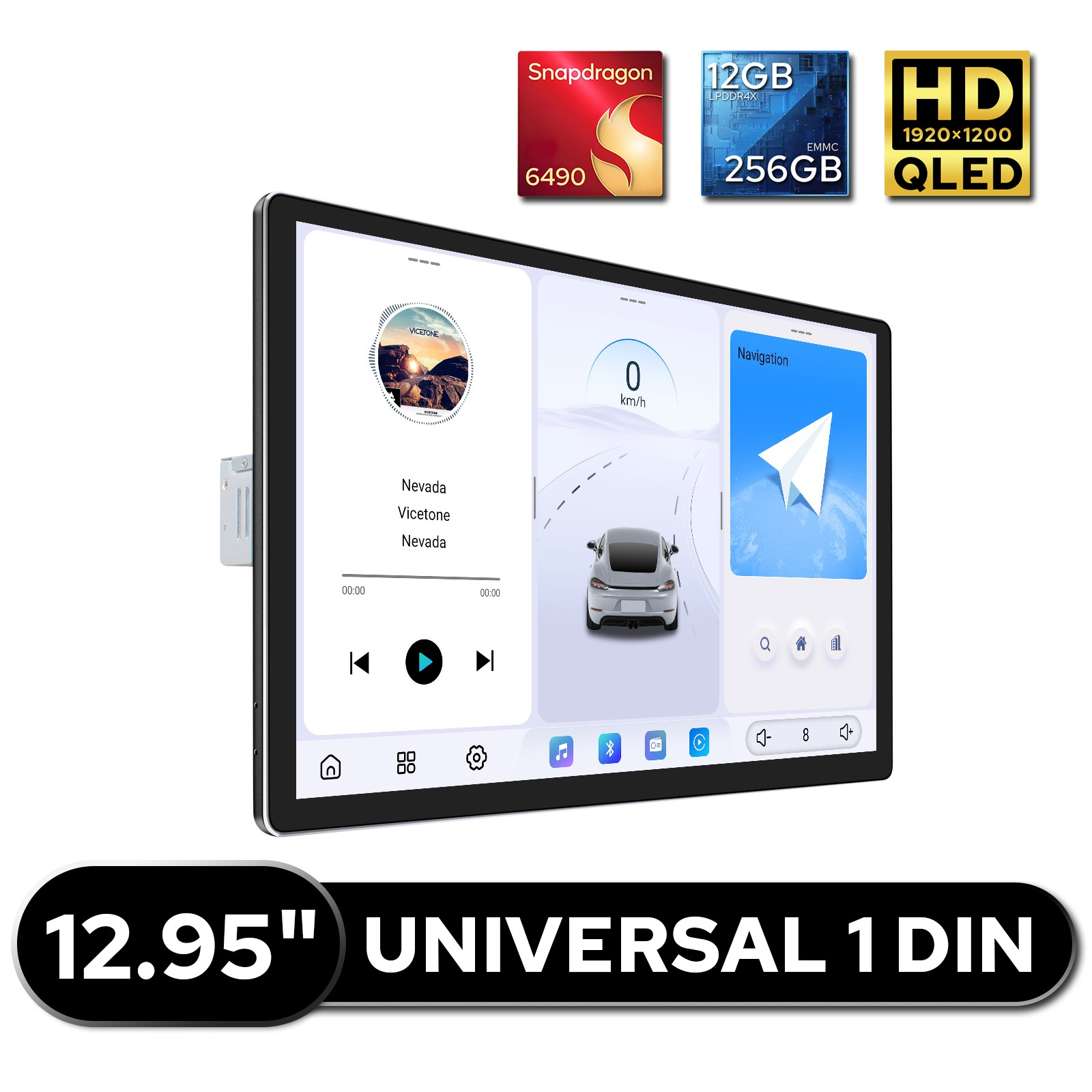 JOYING Floating QLED Radio Single DIN 12.95 Inch GPS Navi Support HDMI Out/DSP