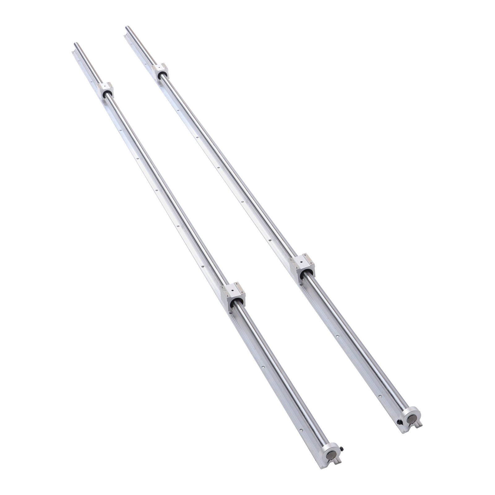 2PCS SBR20-2200mm Linear Rails + 4× SBR20uu Bearing Blocks & 4×20mm Fixing Rings