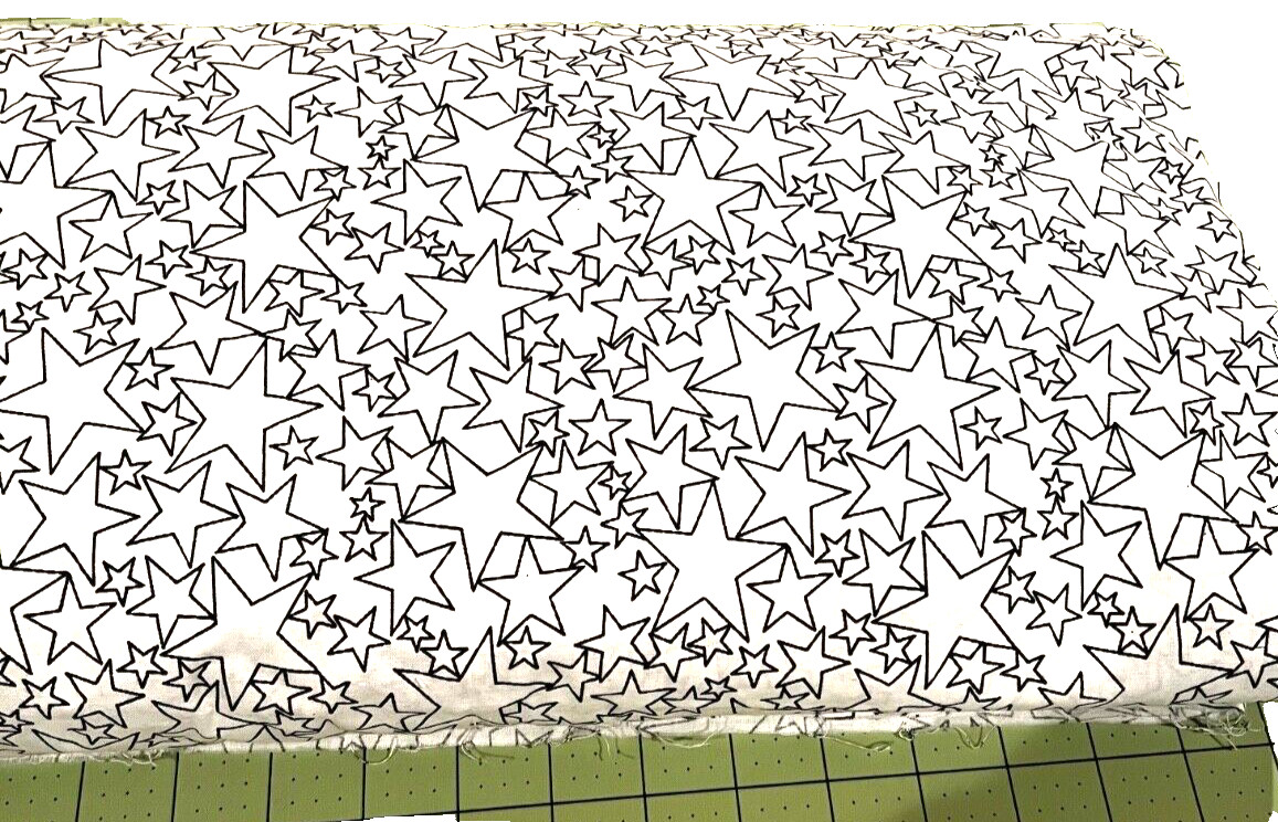 3 yards VINTAGE, NEW Cotton White /Black Outline Stars, 10 YDS. available.