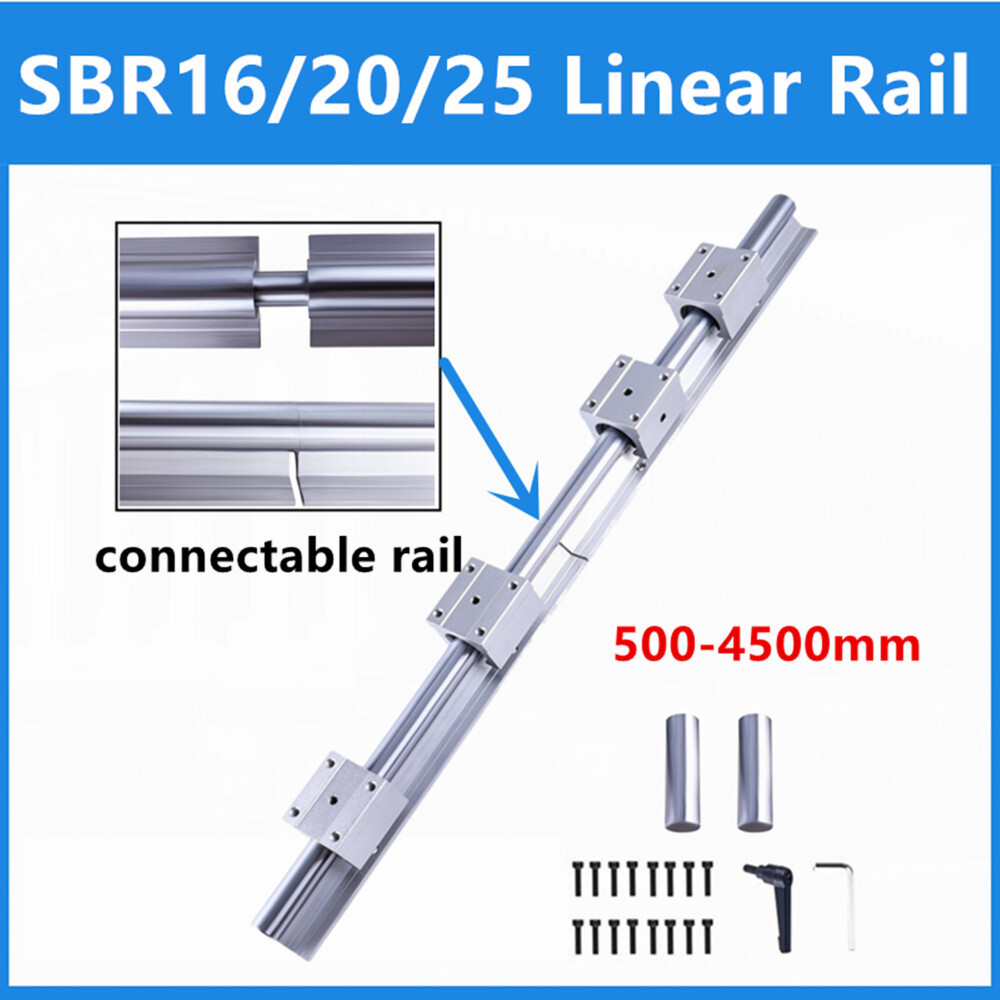 SBR16/20/25 Linear Rail Guide connectable +SBR16UU SBR20/25UU Bearing Blocks CNC