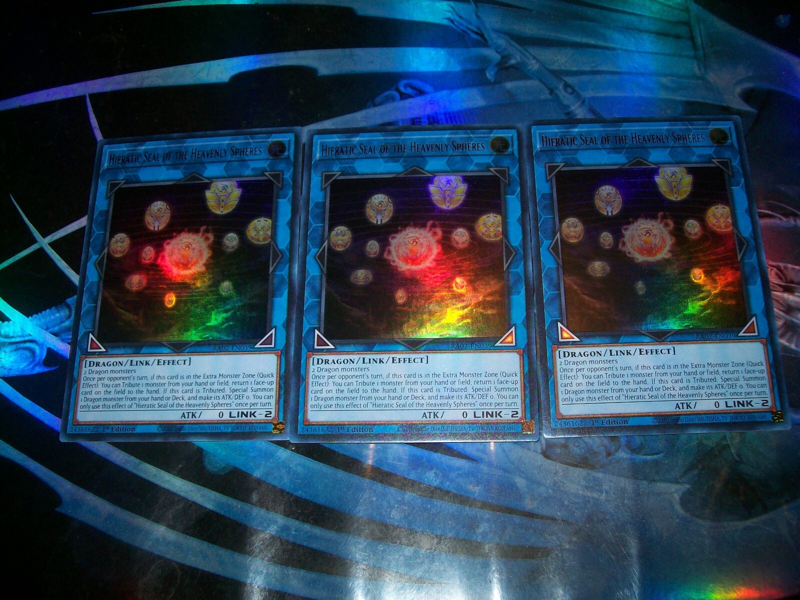 3x Hieratic Seal of the Heavenly Spheres 1st Edition Ultra Rare RA02-EN039