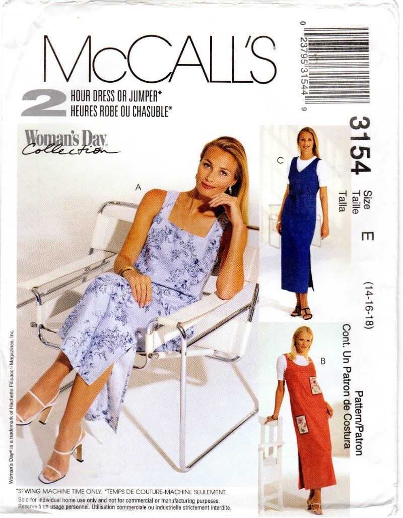 McCall's 3154 Misses & Petite 2 Hr Dress Jumper Woman's Day Collection 14-18 FF