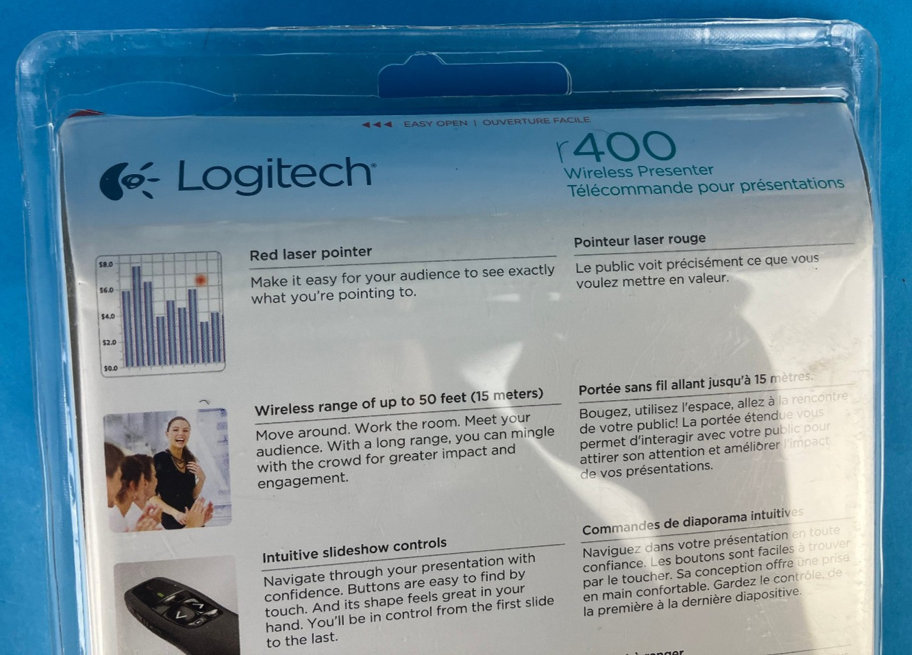 NEW Logitech r400 Wireless Presenter Laser pointer Wireless 50 ft Range