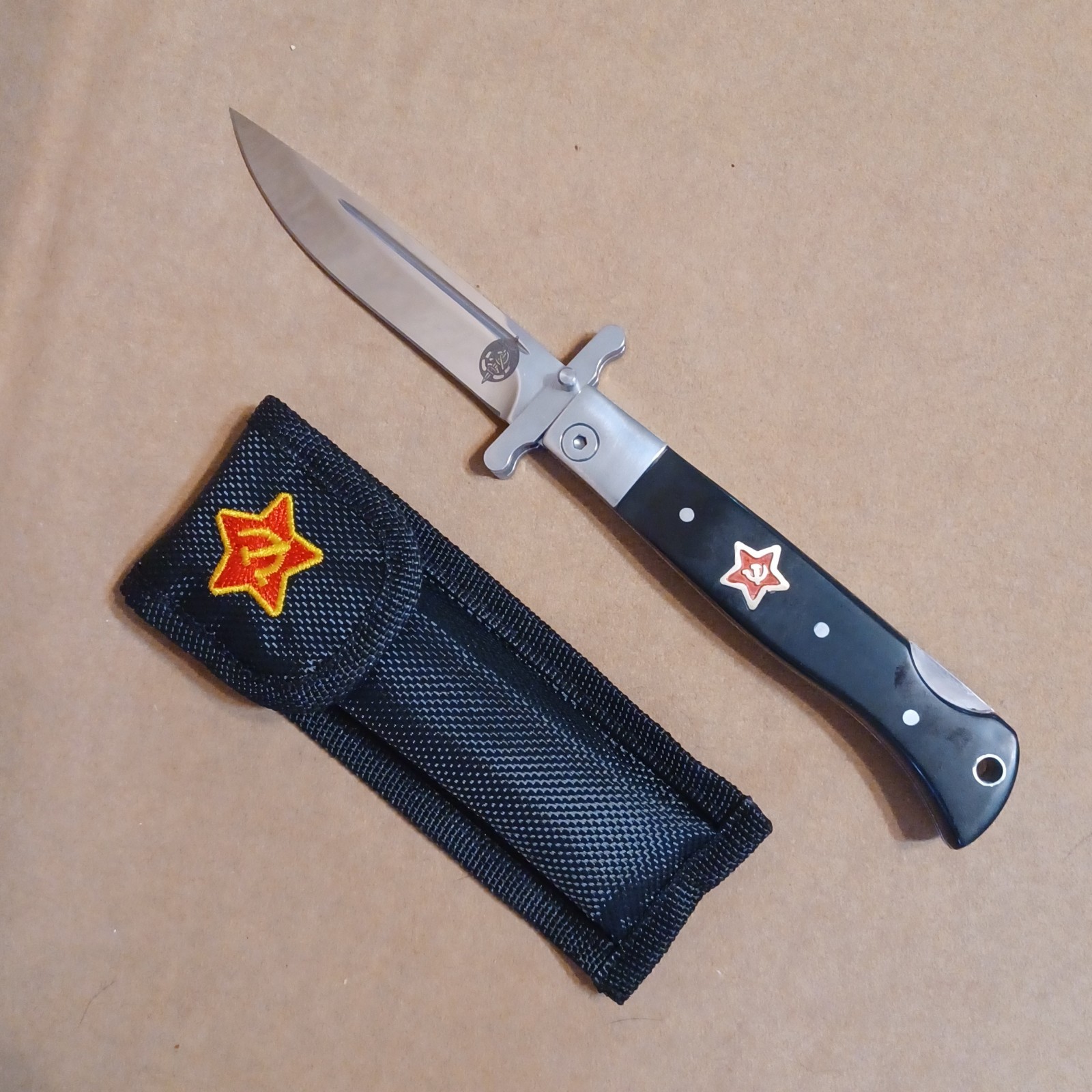 CCCP USSR Soviet Military Folding Locking Dagger With Cross Guard Hammer Sickle